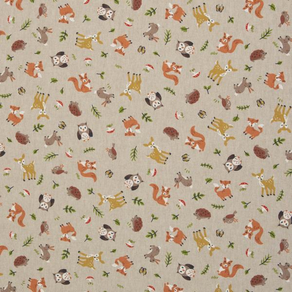 Dekodruck Amar Waldtiere auf Beige meliert by Swafing